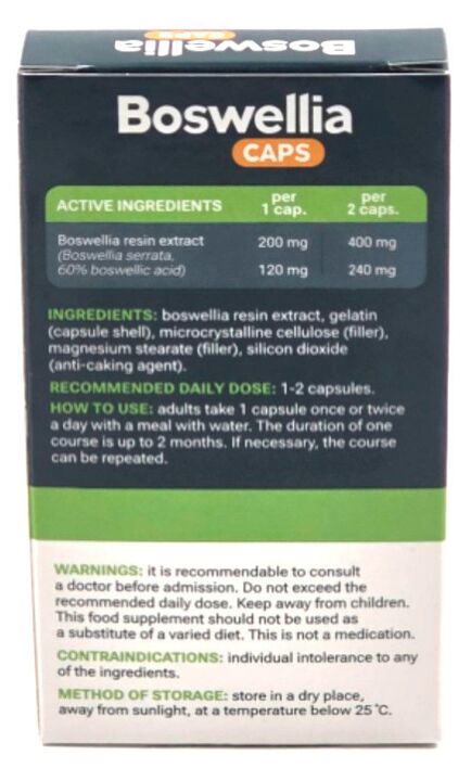 Instrucțiuni de utilizare Boswellia